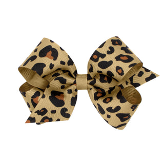 Khaki Leopard Print Hair Bow on Clippie, Wee Ones, Alligator Clip, Alligator Clip Hair Bow, Animal Print, cf-size-king, cf-size-medium, cf-size-mini, cf-type-hair-bow, cf-vendor-wee-ones, Cli