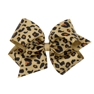 Khaki Leopard Print Hair Bow on Clippie, Wee Ones, Alligator Clip, Alligator Clip Hair Bow, Animal Print, cf-size-king, cf-size-medium, cf-size-mini, cf-type-hair-bow, cf-vendor-wee-ones, Cli