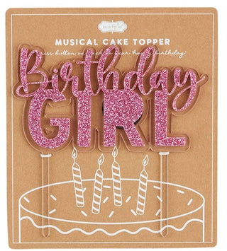 Mud Pie Birthday Musical Cake Topper Pink Glitter Birthday Girl