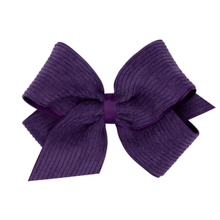 King Corduroy Overlay Grosgrain Bow on Clippie, Wee Ones, Alligator Clip, Alligator Clip Hair Bow, cf-type-hair-bow, cf-vendor-wee-ones, Clippie, Clippie Hair Bow, Hair Bow, Hair Bow on Clipp