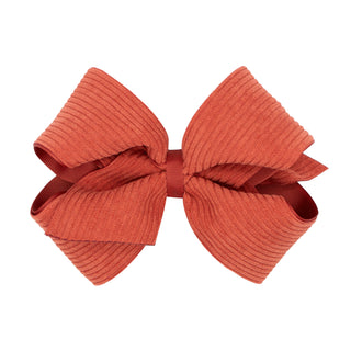 King Corduroy Overlay Grosgrain Bow on Clippie, Wee Ones, Alligator Clip, Alligator Clip Hair Bow, cf-type-hair-bow, cf-vendor-wee-ones, Clippie, Clippie Hair Bow, Hair Bow, Hair Bow on Clipp