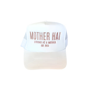 "Mother." Embroidered Trucker Hat - White