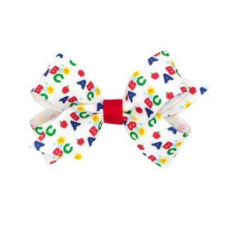 ABC Printed Grosgrain Hair Bow on Clippie, Wee Ones, ABC, Alligator Clip, Alligator Clip Hair Bow, Back To School, cf-size-king, cf-size-medium, cf-size-mini, cf-type-hair-bow, cf-vendor-wee-