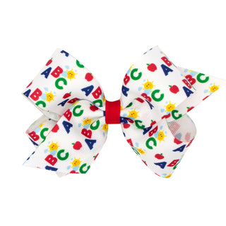 ABC Printed Grosgrain Hair Bow on Clippie, Wee Ones, ABC, Alligator Clip, Alligator Clip Hair Bow, Back To School, cf-size-king, cf-size-medium, cf-size-mini, cf-type-hair-bow, cf-vendor-wee-