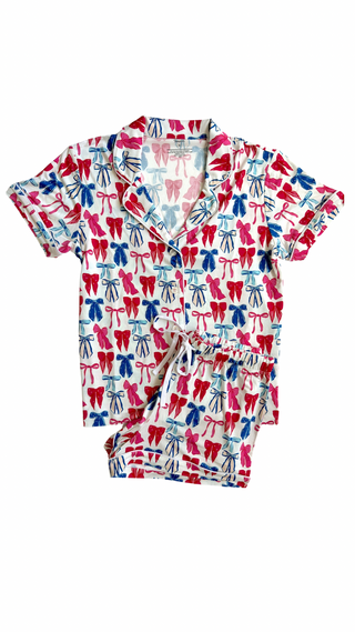 In My Jammers Patriotic Bows Women’s S/S 2pc PJ Set 