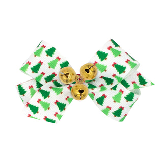 Wee Ones, Mini Holiday Theme with Bells Hair Bow on Clippie - Basically Bows & Bowties