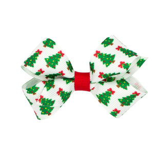 Wee Ones Mini Trees Printed Grosgrain Hair Bow on Clippie