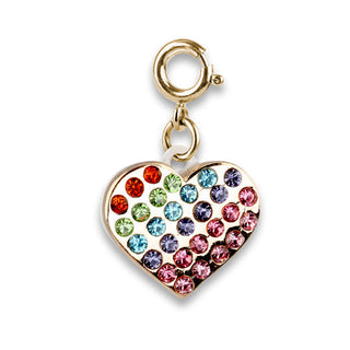 Charm It! Gold Rainbow Sparkle Heart Charm