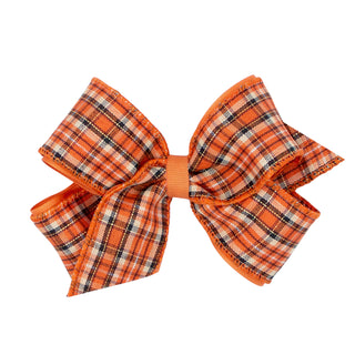 Autumn Plaid Overlay Grosgrain Hair Bow on Clippie, Wee Ones, Alligator Clip, Alligator Clip Hair Bow, Autumn Plaid, cf-size-king, cf-size-medium, cf-type-hair-bow, cf-vendor-wee-ones, Clippi