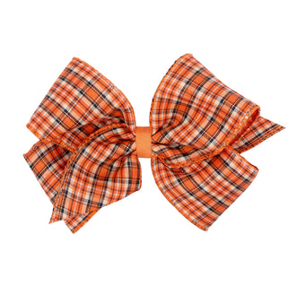 Autumn Plaid Overlay Grosgrain Hair Bow on Clippie, Wee Ones, Alligator Clip, Alligator Clip Hair Bow, Autumn Plaid, cf-size-king, cf-size-medium, cf-type-hair-bow, cf-vendor-wee-ones, Clippi