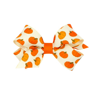 Harvest Pumpkin Printed Grosgrain Hair Bow on Clippie, Wee Ones, Alligator Clip, Alligator Clip Hair Bow, cf-size-king, cf-size-medium, cf-type-hair-bow, cf-vendor-wee-ones, Clippie, Clippie 