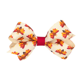 Turkey Printed Grosgrain Hair Bow on Clippie, Wee Ones, Alligator Clip, Alligator Clip Hair Bow, cf-size-king, cf-size-medium, cf-size-mini, cf-type-hair-bow, cf-vendor-wee-ones, Clippie, Cli