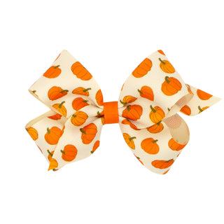 Harvest Pumpkin Printed Grosgrain Hair Bow on Clippie, Wee Ones, Alligator Clip, Alligator Clip Hair Bow, cf-size-king, cf-size-medium, cf-type-hair-bow, cf-vendor-wee-ones, Clippie, Clippie 