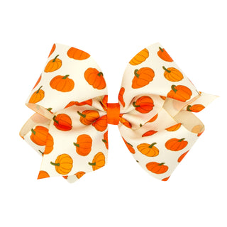 Harvest Pumpkin Printed Grosgrain Hair Bow on Clippie, Wee Ones, Alligator Clip, Alligator Clip Hair Bow, cf-size-king, cf-size-medium, cf-type-hair-bow, cf-vendor-wee-ones, Clippie, Clippie 