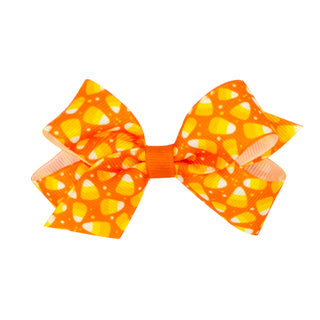 Candy Corn Printed Grosgrain Hair Bow on Clippie, Wee Ones, Alligator Clip, Alligator Clip Hair Bow, Candy Corn, cf-size-king, cf-size-medium, cf-size-mini, cf-type-hair-bow, cf-vendor-wee-on