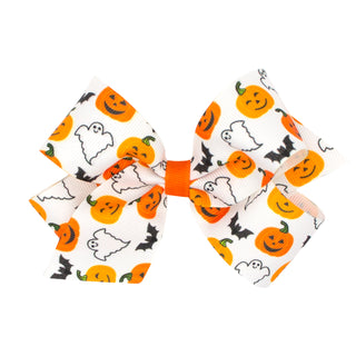 Halloween Theme Printed Grosgrain Hair Bow on Clippie, Wee Ones, Alligator Clip, Alligator Clip Hair Bow, cf-size-king, cf-type-hair-bow, cf-vendor-wee-ones, Clippie, Clippie Hair Bow, Hair B