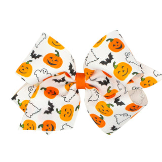 Halloween Theme Printed Grosgrain Hair Bow on Clippie, Wee Ones, Alligator Clip, Alligator Clip Hair Bow, cf-size-king, cf-type-hair-bow, cf-vendor-wee-ones, Clippie, Clippie Hair Bow, Hair B