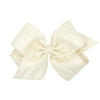 King Crushed Taffeta Overlay Grosgrain Bow on Clippie, Wee Ones, cf-type-hair-bow, cf-vendor-wee-ones, Sheer Overlay Bow, Taffeta, Taffeta Hair Bow, Wee Ones, Wee Ones Hair Bow, wee Ones King