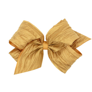 King Crushed Taffeta Overlay Grosgrain Bow on Clippie, Wee Ones, cf-type-hair-bow, cf-vendor-wee-ones, Sheer Overlay Bow, Taffeta, Taffeta Hair Bow, Wee Ones, Wee Ones Hair Bow, wee Ones King