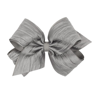 King Crushed Taffeta Overlay Grosgrain Bow on Clippie, Wee Ones, cf-type-hair-bow, cf-vendor-wee-ones, Sheer Overlay Bow, Taffeta, Taffeta Hair Bow, Wee Ones, Wee Ones Hair Bow, wee Ones King