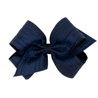 King Crushed Taffeta Overlay Grosgrain Bow on Clippie, Wee Ones, cf-type-hair-bow, cf-vendor-wee-ones, Sheer Overlay Bow, Taffeta, Taffeta Hair Bow, Wee Ones, Wee Ones Hair Bow, wee Ones King