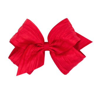 King Crushed Taffeta Overlay Grosgrain Bow on Clippie, Wee Ones, cf-type-hair-bow, cf-vendor-wee-ones, Sheer Overlay Bow, Taffeta, Taffeta Hair Bow, Wee Ones, Wee Ones Hair Bow, wee Ones King