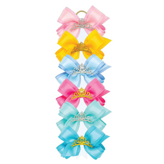 Medium Grosgrain & Satin w/Crown Hair Bow on Clippie, Wee Ones, Alligator Clip, Alligator Clip Hair Bow, cf-type-hair-bow, cf-vendor-wee-ones, Clippie, Clippie Hair Bow, Crown, Hair Bow, Hair