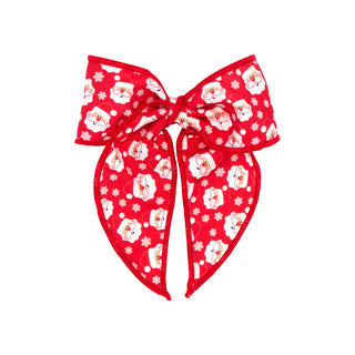 Wee Ones Medium Holiday Streamer Fabric Bow on Clippie - Santa