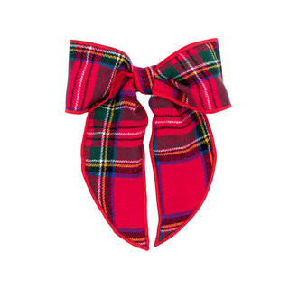 Wee Ones Medium Flannel Streamer Fabric Bow on Clippie - Red