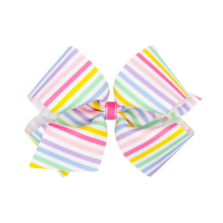 Wee Ones King Stripe Print Grosgrain Hair Bow on Clippie