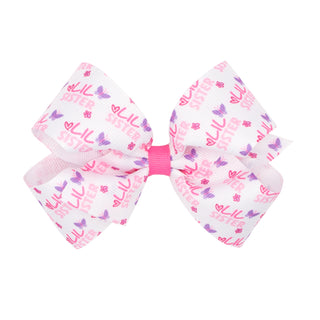 Wee Ones Lil Sister Printed Grosgrain Hair Bow on Clippie Medium