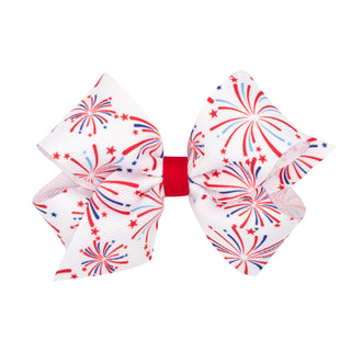 Wee Ones Fireworks Printed Grosgrain Hair Bow on Clippie Meidum