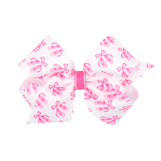 Wee Ones Ballet Slippers Print Hair Bow on Clippie Medium