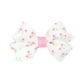 Wee Ones Rose Print Grosgrain Hair Bow on Clippie Mini