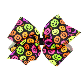 Wee Ones Neon Halloween Printed Grosgrain Hair Bow on Clippie King