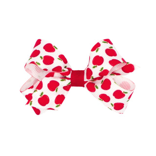 Wee Ones Apple Print Grosgrain Hair Bow on Clippie