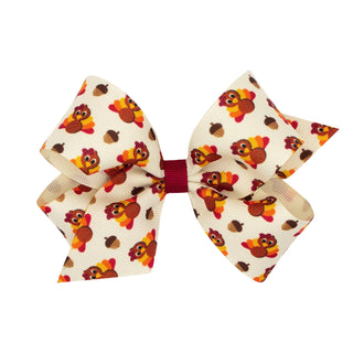 Wee Ones, Wee Ones Turkey Printed Grosgrain Hair Bow on Clippie - Basically Bows & Bowties