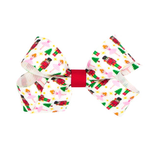 Mini Wee Ones Nutcracker Printed Grosgrain Hair Bow on Clippie