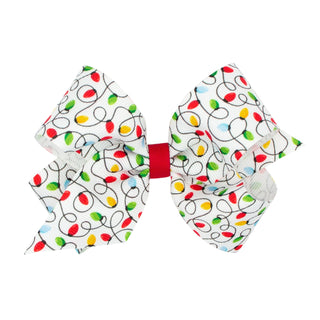 Wee Ones Holiday Lights Printed Grosgrain Hair Bow on Clippie