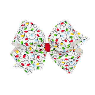 Wee Ones Holiday Lights Printed Grosgrain Hair Bow on Clippie