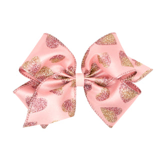 Wee Ones Glitter Heart Taffeta Hair Bow on Clippie