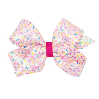 Medium Wee Ones Sequin Neon Confetti Print Hair Bow on Clippie
