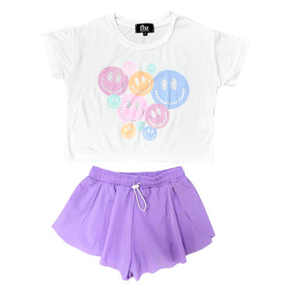 FBZ Pastel Smiley Rhinestone White S/S Tee