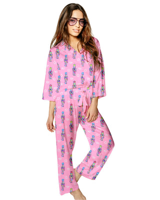 Sunshine Society Women's Graffiti Nutcracker 3/4 Sleeve w/ Pants Set