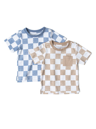 Little Bipsy Checkered Tee - Sky Blue