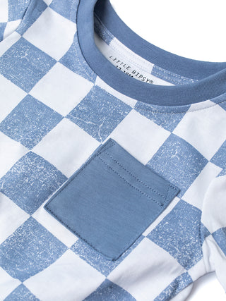 Little Bipsy Checkered Tee - Sky Blue