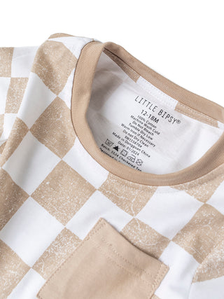 Little Bipsy Checkered Tee - Beige