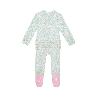 Posh Peanut Prairie Floral Ruffled Zippered Footie