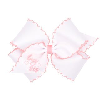 King Wee Ones Big Sister Embroidered Hair Bow on Clippie
