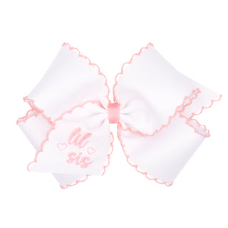 King Wee Ones Lil Sister Embroidered Hair Bow on Clippie